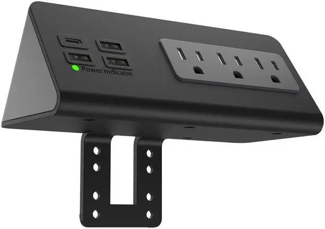 Alt view image 4 of 7 - Power charge station edge clamp mount with USB-C port and AC outlet good for home office dormitory tablets mobile phone Black