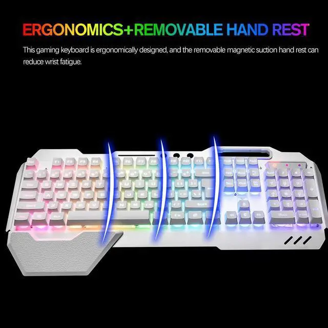Alt view image 7 of 7 - Wireless Gaming Keyboard And Mouse Set, Rechargable RGB Backlit Mechanical Feel Waterproof Metal Panel Keyboard Mouse for Laptop PC Gamer Silver