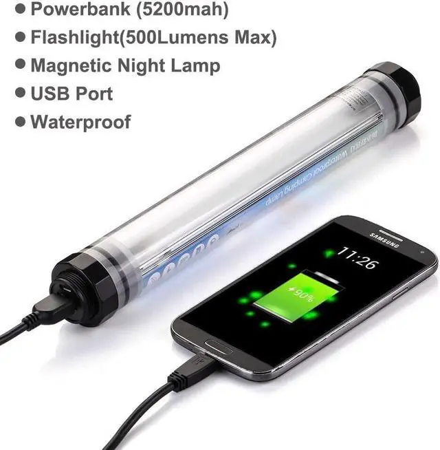 Alt view image 4 of 7 - Q7 350 Lumens Flashlight and external Battery Charger 5200mah 4 Modes Waterproof Durable and Portable Flashlight