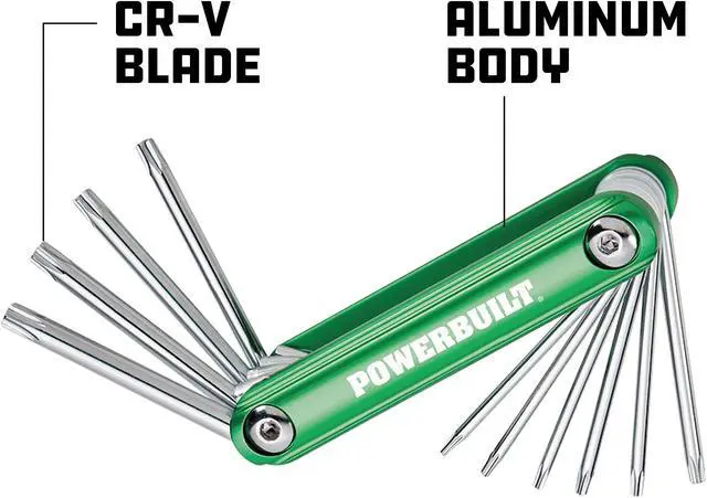Alt view image 3 of 5 - Powerbuilt 10 Pc. Aluminum Folding Star Hex Key, T6 to T30 - 940786