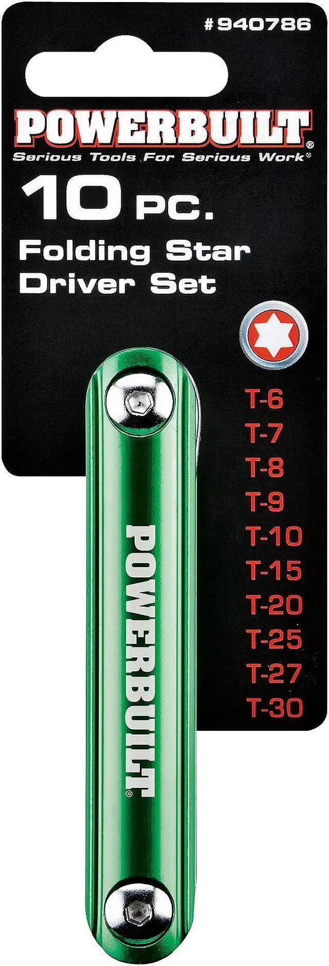 Alt view image 4 of 5 - Powerbuilt 10 Pc. Aluminum Folding Star Hex Key, T6 to T30 - 940786