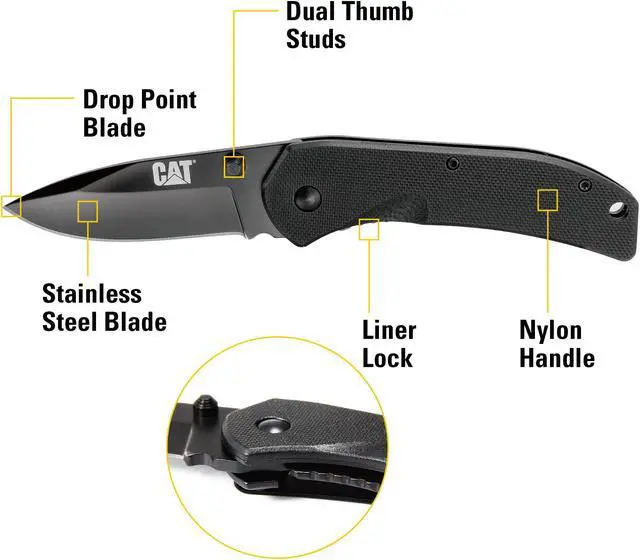Alt view image 2 of 12 - Cat 6 Inch Drop Point Folding Knife - 980008