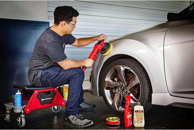 Alt view image 11 of 20 - Powerbuilt Heavy Duty Rolling Work Seat with Storage Trays - 240036