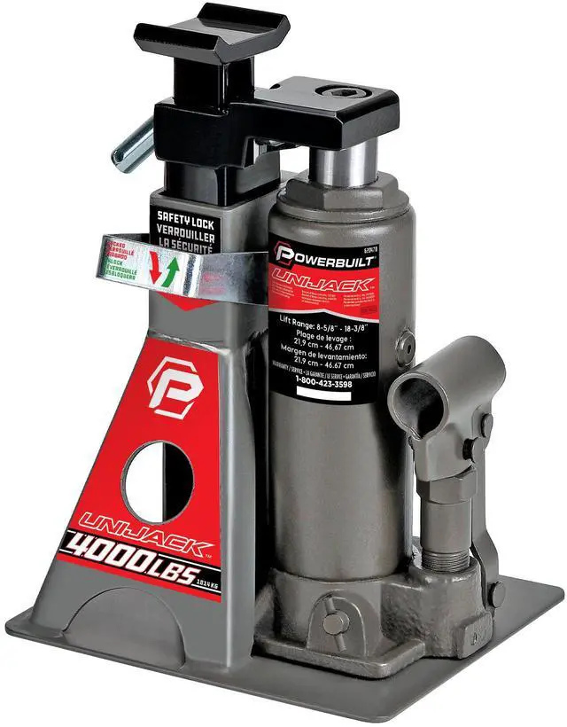 Alt view image 17 of 20 - Powerbuilt 2 Ton Pound Unijack Bottle Jack and Jackstand in One - 620470