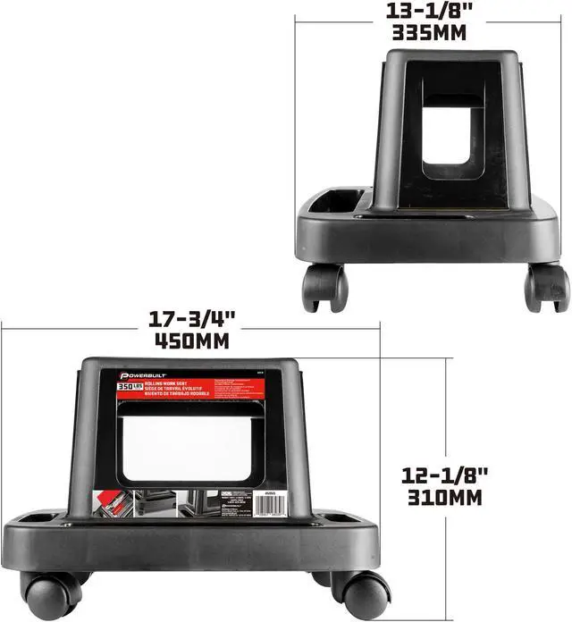 Alt view image 6 of 18 - Powerbuilt Sturdy Heavy Duty Injection Rolling Storage Tray Work Seat - 620526