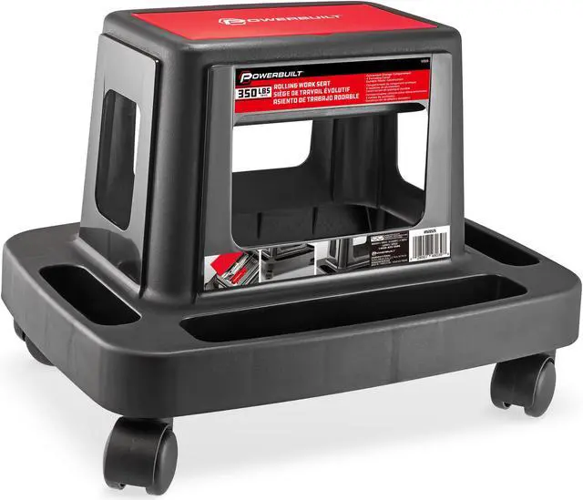 Main image of Powerbuilt Sturdy Heavy Duty Injection Rolling Storage Tray Work Seat - 620526