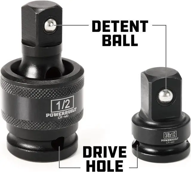 Alt view image 4 of 6 - Powerbuilt 7 Piece Impact Universal Joint and Adapter Set - 647095