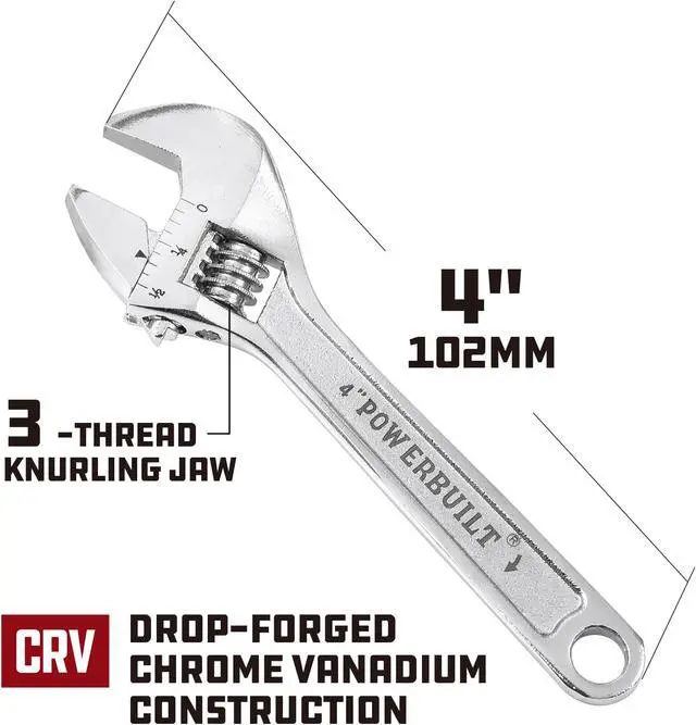 Alt view image 2 of 7 - Powerbuilt 4 Inch Adjustable Wrench - 944039