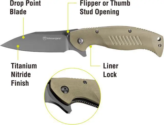 Alt view image 8 of 18 - Kilimanjaro 910028 Morsa Titanium Folding Knife Pocket Folder