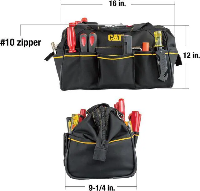 Alt view image 5 of 11 - Cat 16 Inch Tech Wide-Mouth Tool Bag - 980206N