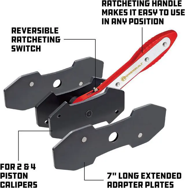 Alt view image 2 of 6 - Powerbuilt Ratcheting Caliper Piston Tool Set - 647861