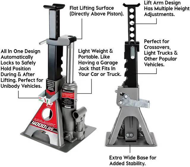 Alt view image 19 of 20 - Powerbuilt 2 Ton Pound Unijack Bottle Jack and Jackstand in One - 620470