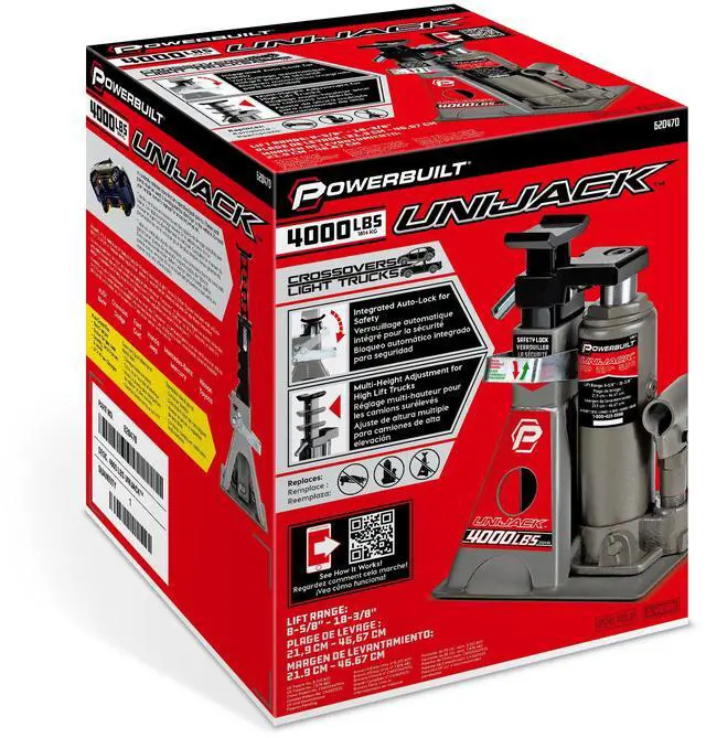 Alt view image 20 of 20 - Powerbuilt 2 Ton Pound Unijack Bottle Jack and Jackstand in One - 620470