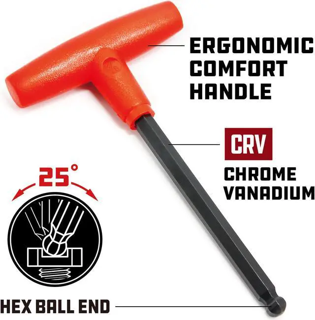 Alt view image 3 of 8 - Powerbuilt 10 Piece SAE T-Handle Hex Key Set, size from 2mm to 10mm, 940201