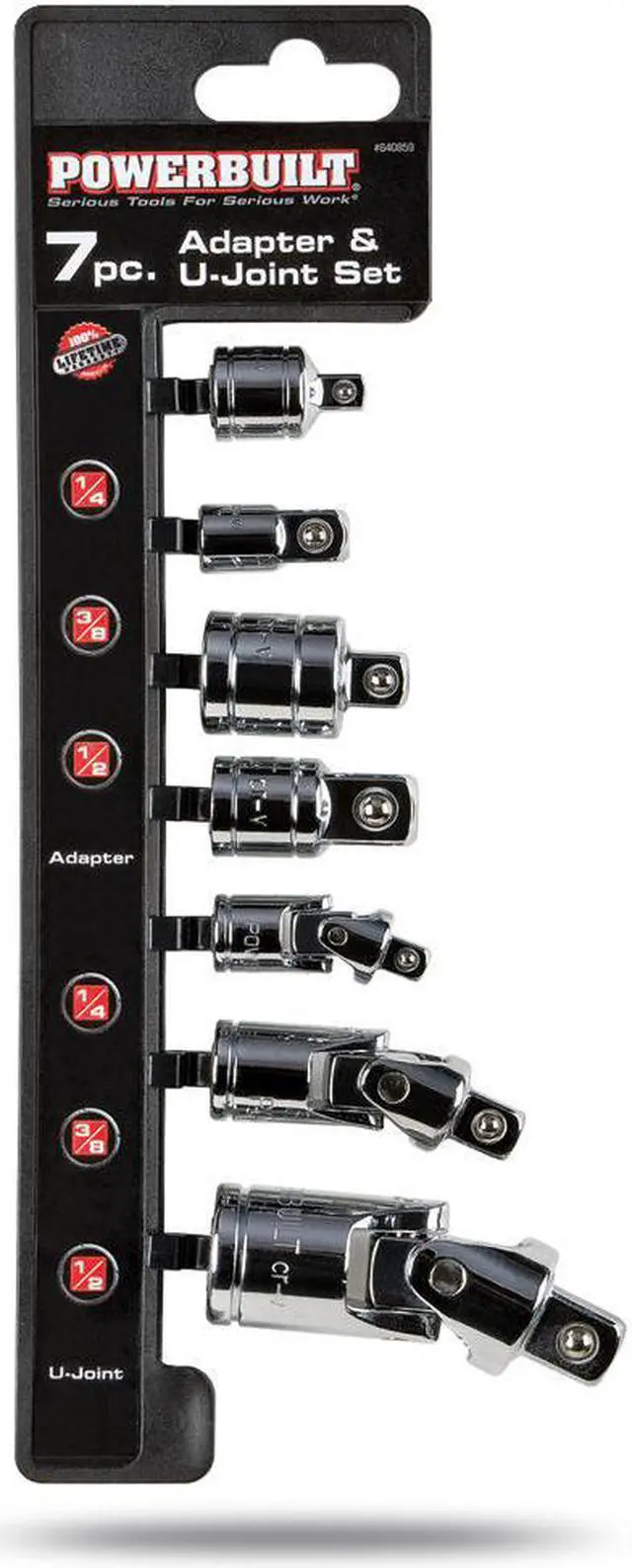 Alt view image 5 of 6 - Powerbuilt 7 Piece Socket Adapter & Universal Joint Set - 640859