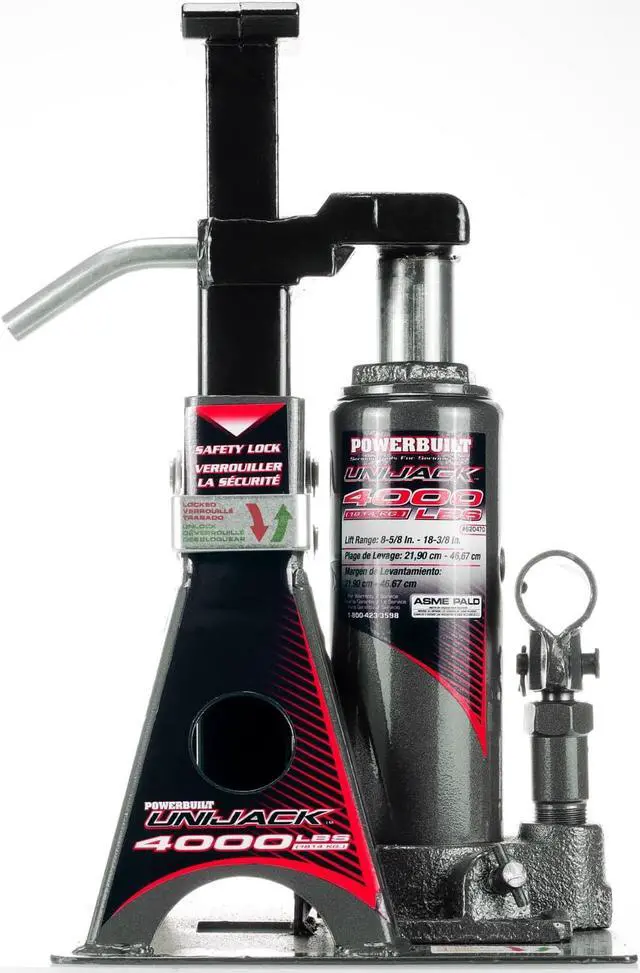 Alt view image 2 of 20 - Powerbuilt 2 Ton Pound Unijack Bottle Jack and Jackstand in One - 620470