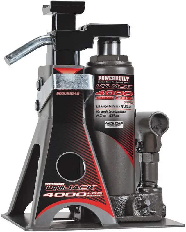 Alt view image 4 of 20 - Powerbuilt 2 Ton Pound Unijack Bottle Jack and Jackstand in One - 620470