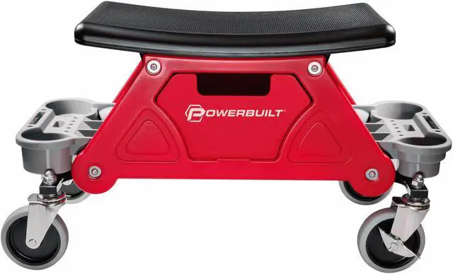 Alt view image 5 of 20 - Powerbuilt Heavy Duty Rolling Work Seat with Storage Trays - 240036