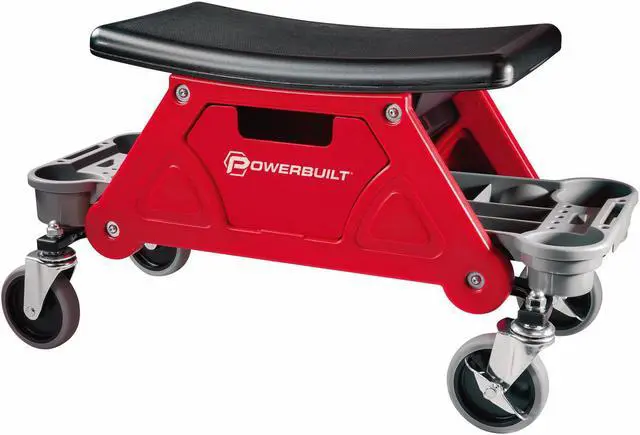 Alt view image 6 of 20 - Powerbuilt Heavy Duty Rolling Work Seat with Storage Trays - 240036