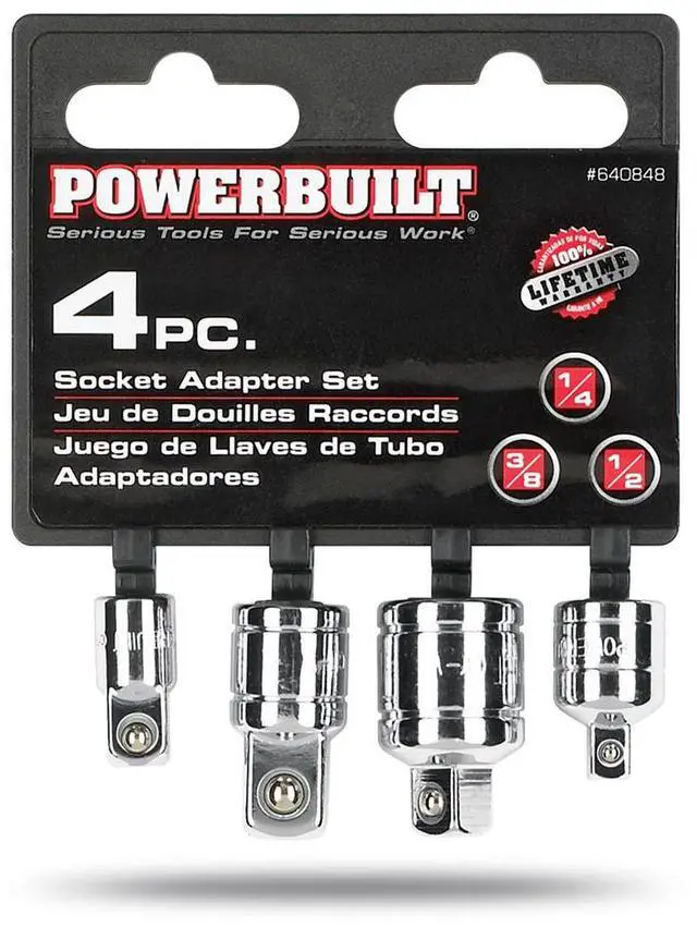 Alt view image 5 of 5 - Powerbuilt 4 Pc. Socket Adapter Set - 640848