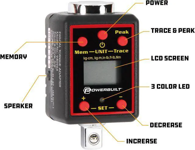 Alt view image 6 of 8 - Powerbuilt 3/8-Inch Drive Digital Torque Adapter - 940963