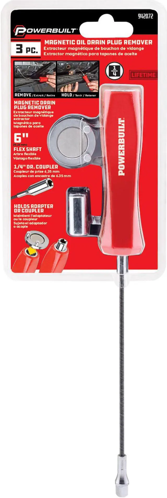 Alt view image 7 of 7 - Powerbuilt Magnetic Oil Drain Plug Remover Tool - 942072