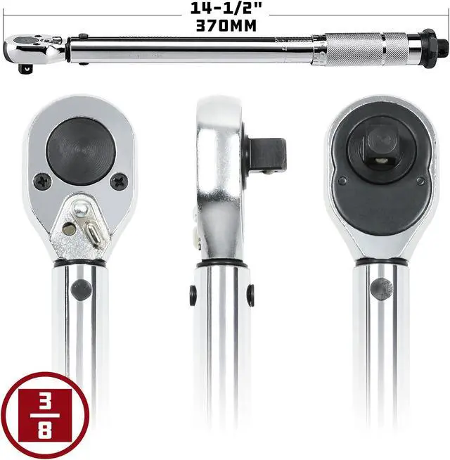 Alt view image 3 of 7 - Powerbuilt 3/8" Drive Micrometer Torque Wrench, 20 to 80 ft-lb Range - 644998