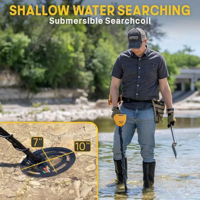 Alt view image 4 of 6 - Garrett ACE 300 Metal Detector for Adults with Waterproof Coil and Headphone Plus Accessories