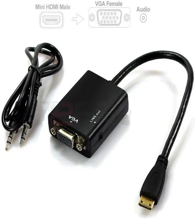 HDMI To VGA Cable + Aduio HD Conversion Cable Adapter Male to Female Converter For PC DVD HDTV