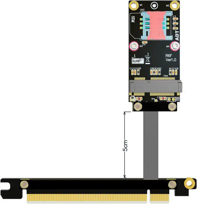 Alt view image 3 of 5 - ADT-Link PCI-E x16 To miniPCIe Extension Cord Adapter Cable gen3 8G/bps PCIe x16 mini PCIe For Wireless Card-5cm