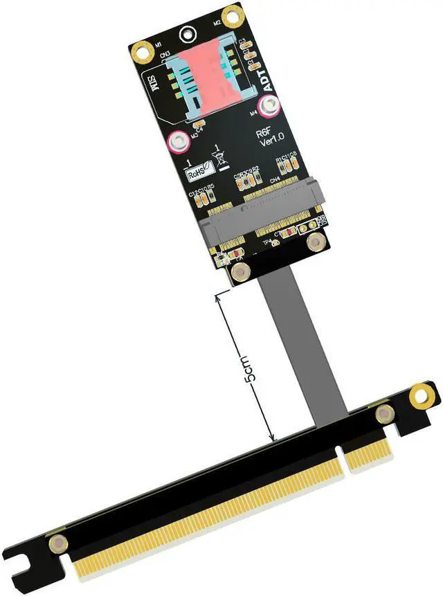 Alt view image 2 of 5 - ADT-Link PCI-E x16 To miniPCIe Extension Cord Adapter Cable gen3 8G/bps PCIe x16 mini PCIe For Wireless Card-5cm