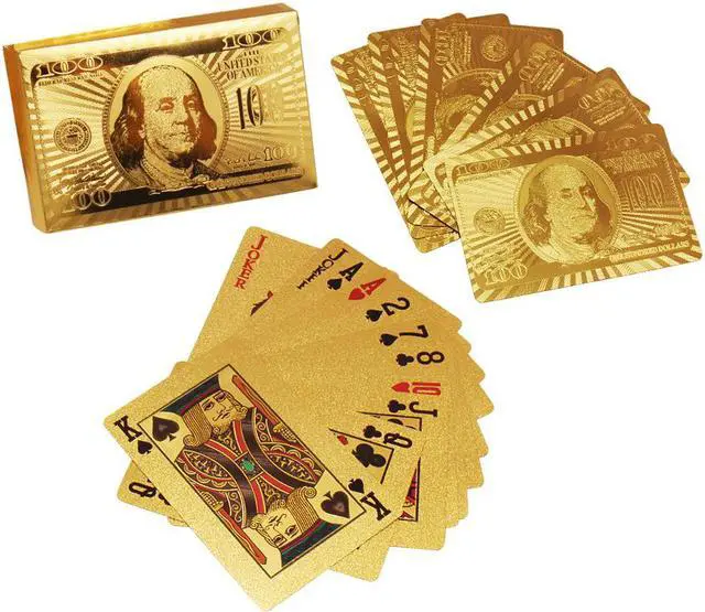 Main image of 24K Karat Gold Golden Foil Plated Poker Playing Card with Certificate US Pattern