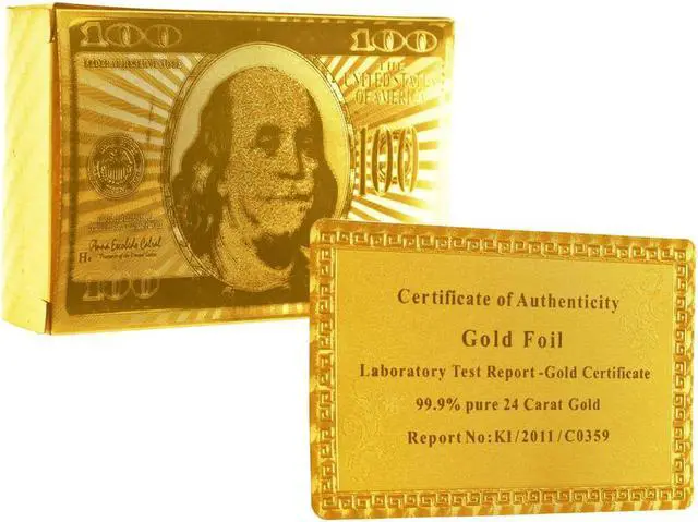 Alt view image 6 of 6 - 24K Karat Gold Golden Foil Plated Poker Playing Card with Certificate US Pattern