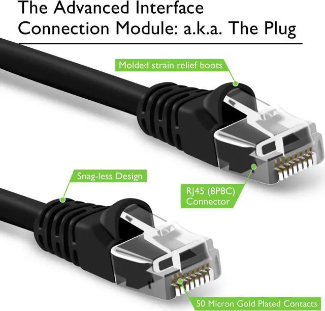 Alt view image 2 of 7 - GearIt 10 Pack, Cat 6 Ethernet Cable Cat6 Snagless Patch 1 Foot - Computer LAN Network Cord, Black - Compatible with 10 Port Switch POE 10port Gigabit