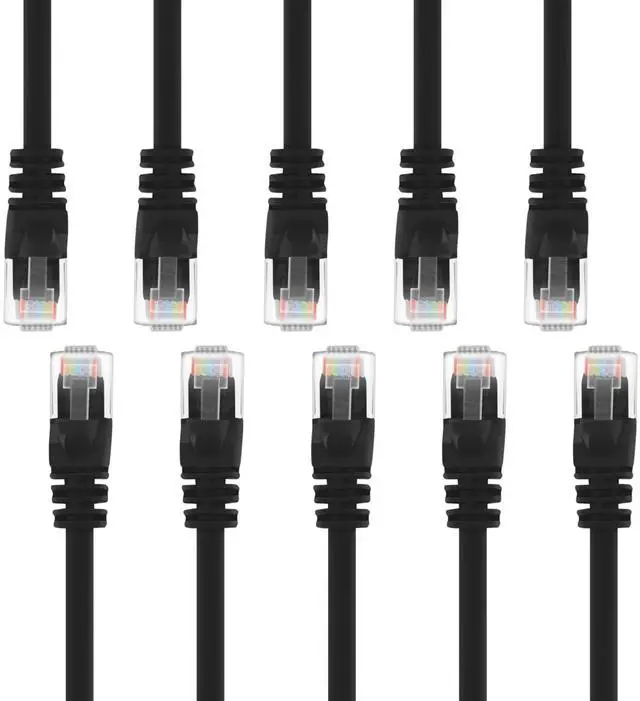Main image of GearIt 10 Pack, Cat 6 Ethernet Cable Cat6 Snagless Patch 1 Foot - Computer LAN Network Cord, Black - Compatible with 10 Port Switch POE 10port Gigabit