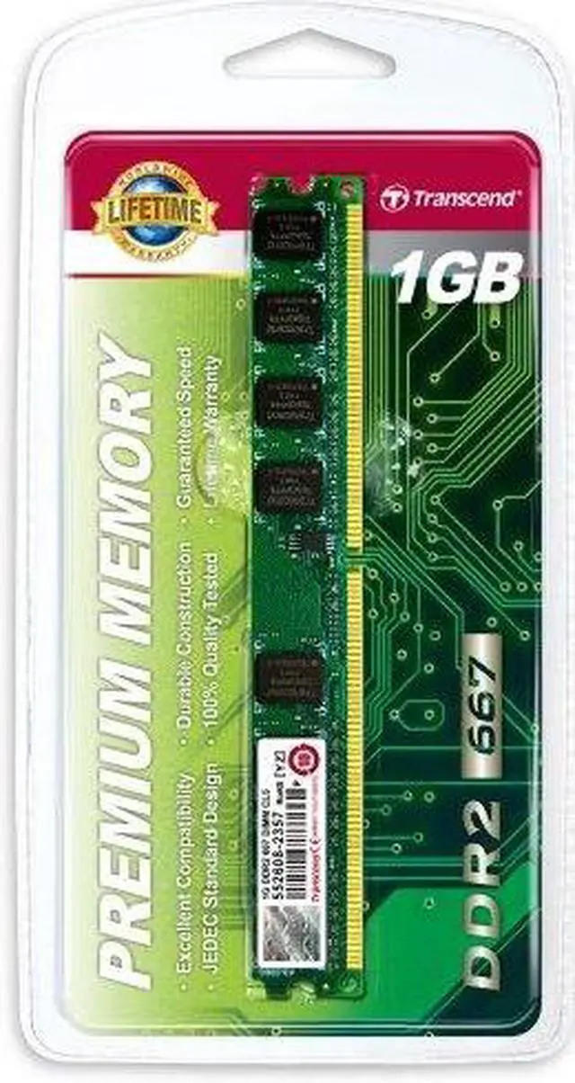 Alt view image 8 of 12 - Transcend JM667QLU-1G JetRAM 1GB DDR2 SDRAM Memory Module