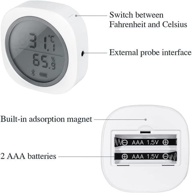 Inkbird Smart Thermometer Temperature and Humidity Monitor Hygrometer  Indoor, Free APP for iOS and Android, IBS-TH2 Plus Version Supports  External Temperature Probe and Digital Display 