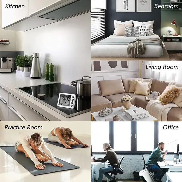 Alt view image 7 of 7 - Digital Kitchen Timer for Cooking, SOVIDER Multi-Purpose Classroom Timer with Time Clock Alarm, Thermometer & Hygrometer | Digital Egg Timer with Magnetic, Large Screen Clock, Comfort Level Indicator