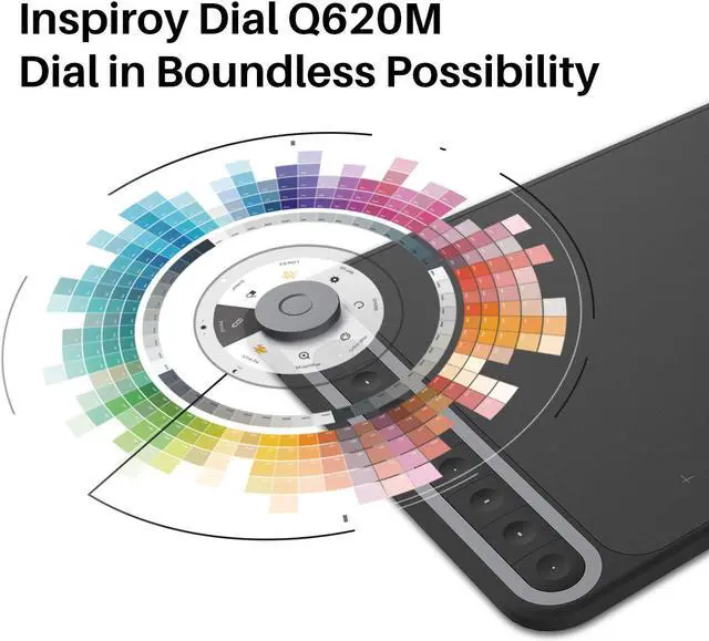 Alt view image 2 of 7 - Huion Inspiroy Dial Q620M Wireless Graphics Drawing Tablet 10 x 6 Inch, 8 Press Keys and Dial Controller, Tilt Function, Android Supported, Ideal Use for Distance Education and Wed Conference