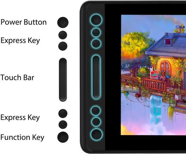 Alt view image 3 of 7 - Huion KAMVAS Pro 13 Graphics Drawing Monitor Pen Display Tilt Function 8192 Pen Pressure Battery-Free Stylus, Full-Laminated Screen, 120% sRGB(No Stand)