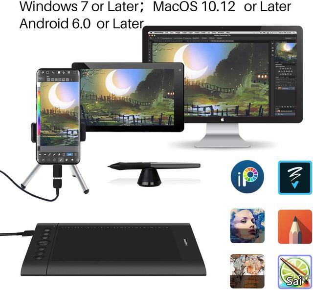 Alt view image 3 of 7 - Huion H610PRO V2 Painting Drawing Pen Graphics Tablet 10x6 Inch with Battery-free Stylus Tilt Function and 8192 Pressure Sensitivity and 8 Shortcut Keys