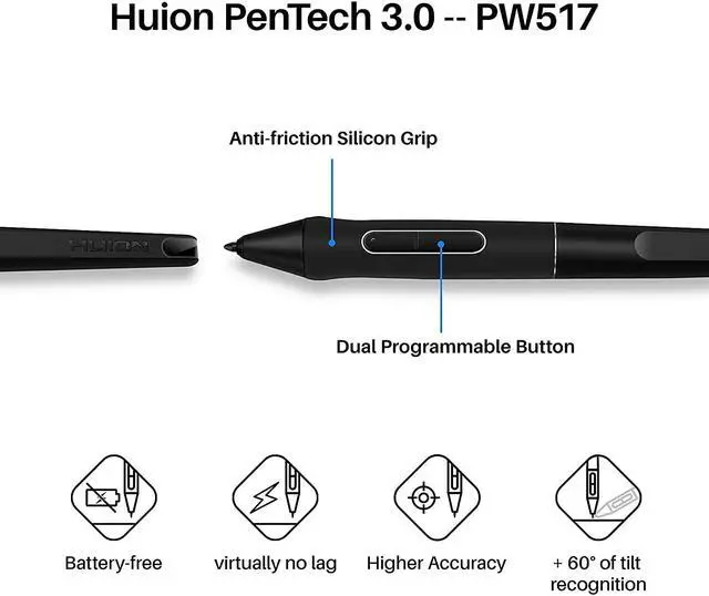 Alt view image 6 of 7 - HUION Inspiroy Keydial KD200 Bluetooth 5.0-Wireless Graphics Drawing Tablet with Keyboard Dial 5 Customized Express Keys Battery-Free Stylus PW517 Tilt for PC, Mac, Android, 8.9x5.6inch Pen Tablet