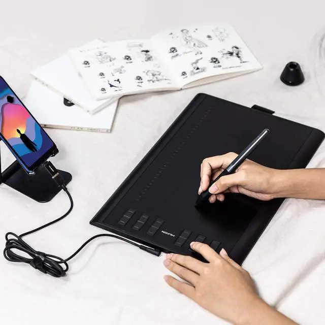 Alt view image 6 of 8 - HUION Inspiroy H1060P 10 x 6.25 Inches Graphic Drawing Pen Tablet with 8192 Levels Pen Pressure 12 Express Keys - Upgraded Version