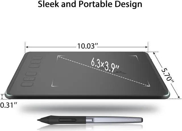 Alt view image 6 of 7 - Huion H640P Digital Graphics Drawing Pen Tablet 6.3 x 3.9 Inch with Battery-Free Pen 8192 Pressure Sensitivity and 6 Shortcut Keys