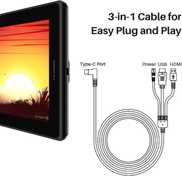 Alt view image 7 of 7 - Huion Kamvas Pro 12 GT-116 Drawing Monitor Pen Display Full-Laminated Graphics Drawing Tablet with Screen, Battery-Free Stylus, Tilt Function 8192 Pen Pressure, 4 Shortcut Keys, 120% sRGB (No stand)