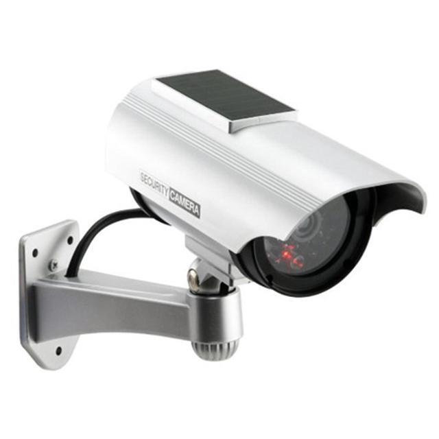 Fake Security Camera With Flashing Red Light - 4 Pack Dummy CCTV With Warning Stickers For Indoor/Outdoor