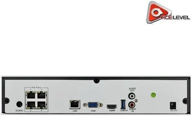 Alt view image 2 of 2 - AceLevel 8 Channel NVR: 4xPoE, Dual Stream, 18 Users Online, Mini 1U Case, 1xSATA up to 6TB, 4 Channel Playback