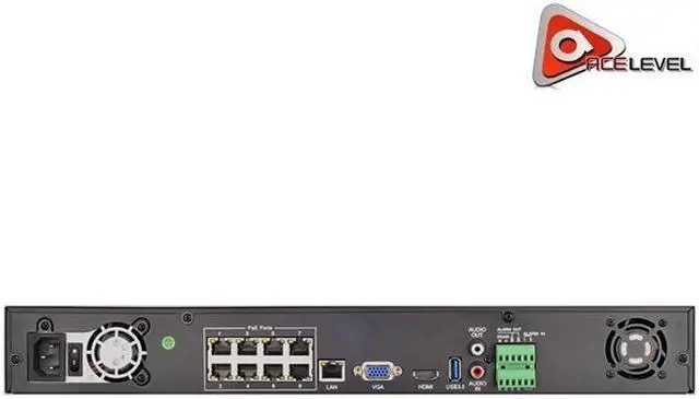 Alt view image 2 of 2 - AceLevel 16 Channel NVR: 8xPoE, Dual Stream, 18 Users Online, 2xSATA up to 6TB Each, 1U Case, Mobile Surveillance
