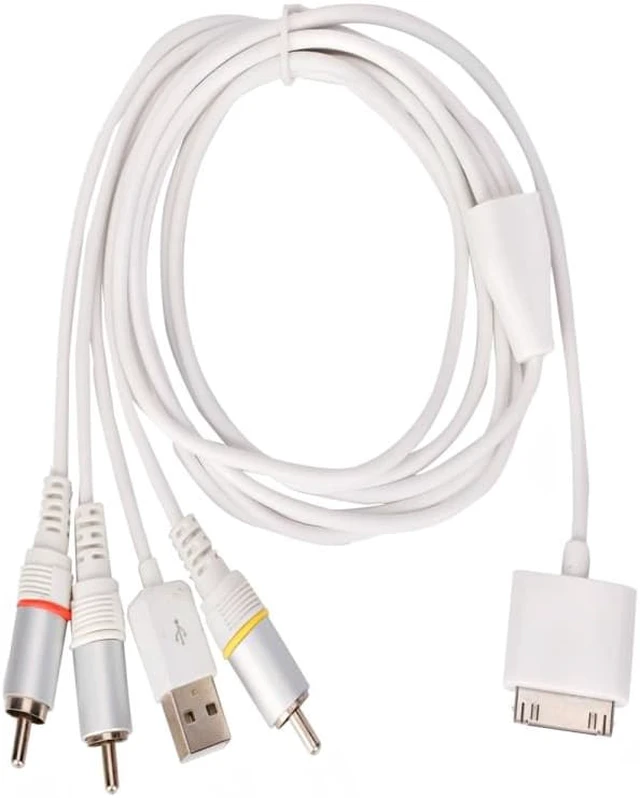Main image of New USB Cable Composite AV Video to TV RCA Charger for Apple iPhone /iPod White