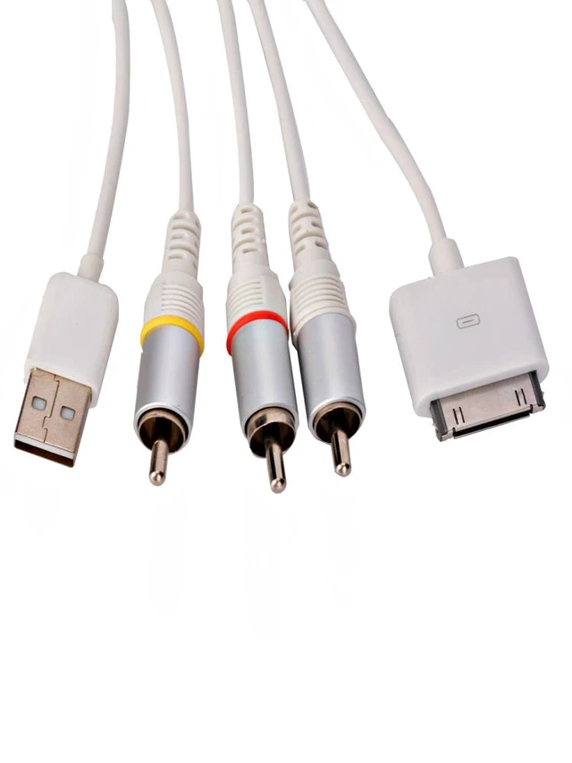 Alt view image 3 of 3 - New USB Cable Composite AV Video to TV RCA Charger for Apple iPhone /iPod White